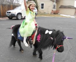 girl in green riding pony